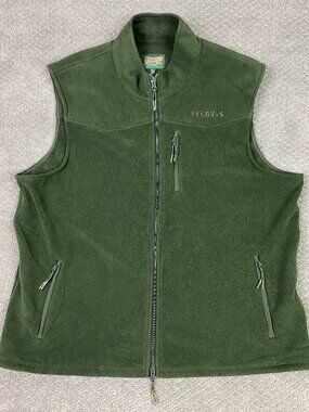 Tecovas Fleece Vest Mens XL Green Western Ranch Wear Full Zip